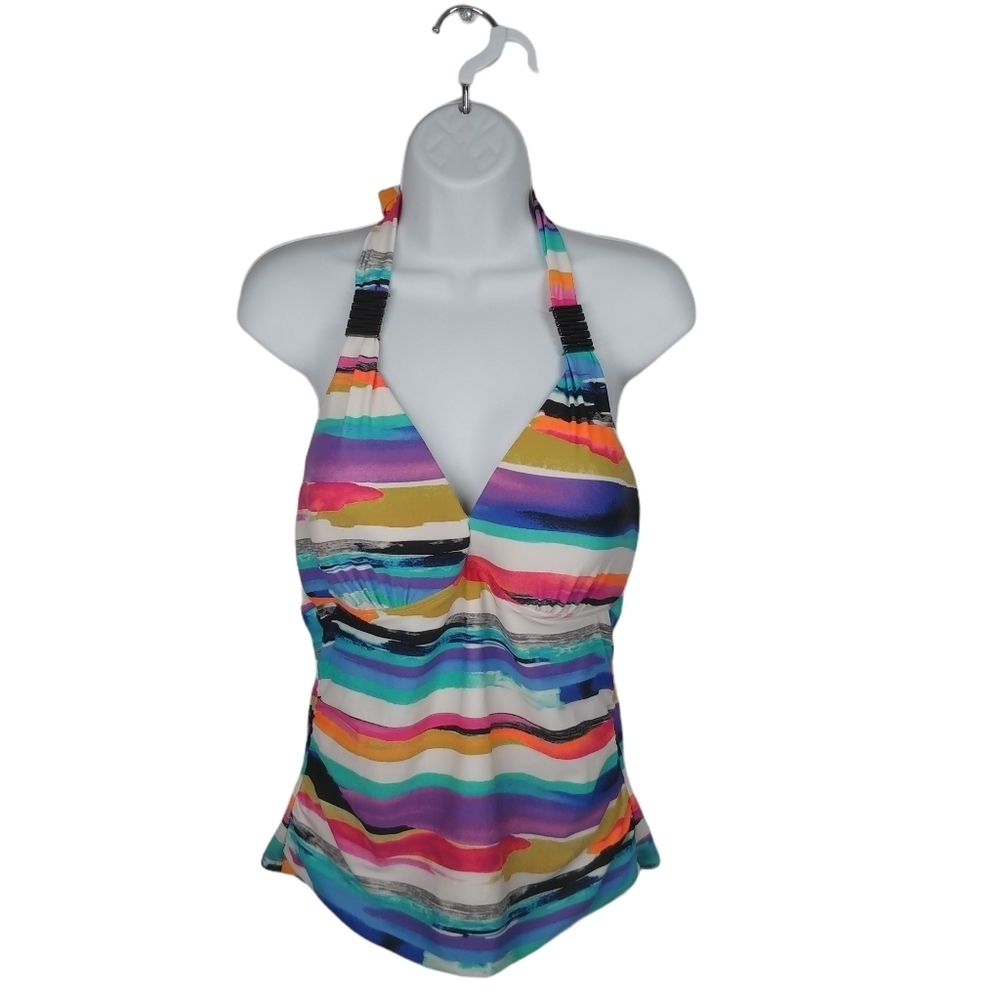 Christina Swimwear Tankini Halter Tie Up Top, 14